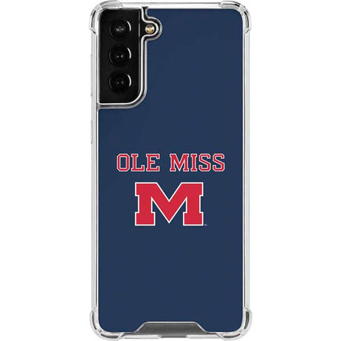 University of Mississippi Ole Miss Blue Galaxy S21 FE Clear Case