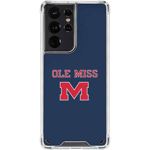 University of Mississippi Ole Miss Blue Galaxy S21 Ultra 5G Clear Case