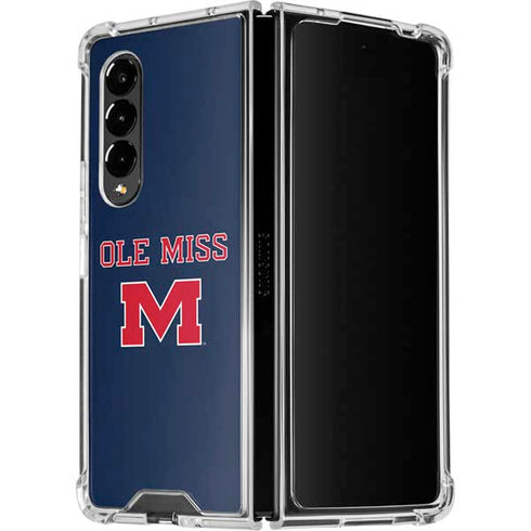 University of Mississippi Ole Miss Blue Galaxy Z Fold4 5G Clear Case