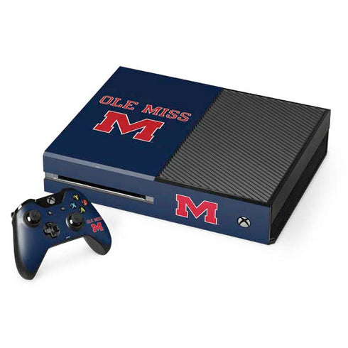 University of Mississippi Ole Miss Blue Xbox One Console and Controller Bundle Skin