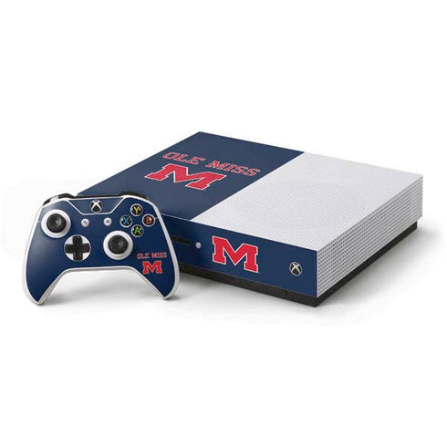 University of Mississippi Ole Miss Blue Xbox One S Console and Controller Bundle Skin