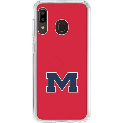 University of Mississippi Ole Miss Logo Red Galaxy A20 Clear Case