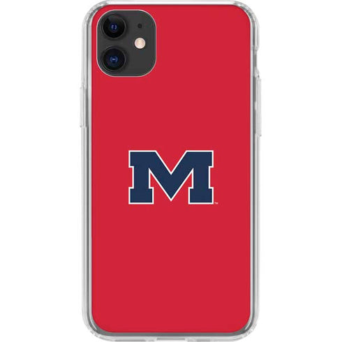 University of Mississippi Ole Miss Logo Red iPhone 11 Clear Case