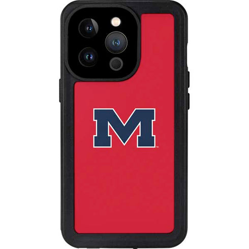 University of Mississippi Ole Miss Logo Red iPhone 15 Pro Waterproof Case