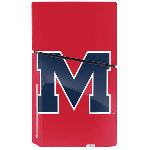 University of Mississippi Ole Miss Logo Red PS5 Slim Disk Bundle Skin