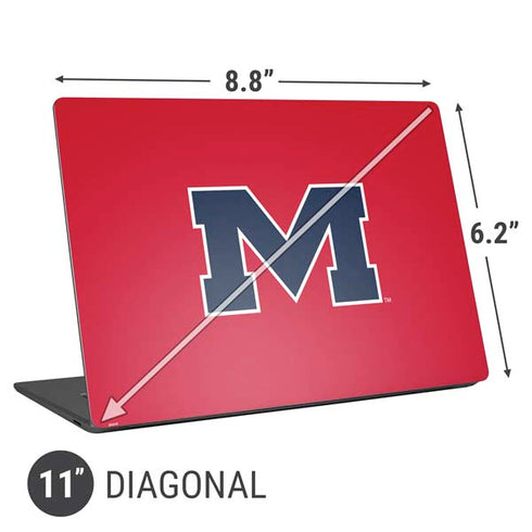 University of Mississippi Ole Miss Logo Red Universal Laptop 11in (8.8 x 6.2in) Skin