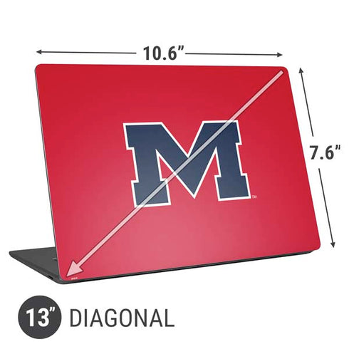 University of Mississippi Ole Miss Logo Red Universal Laptop 13in (10.6 x 7.6in) Skin