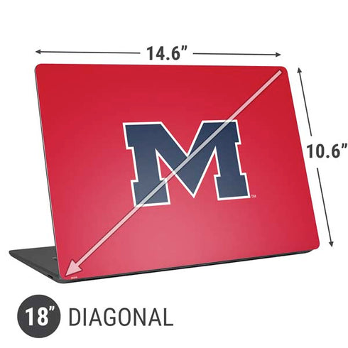 University of Mississippi Ole Miss Logo Red Universal Laptop 18in (14.6 x 10.6in) Skin