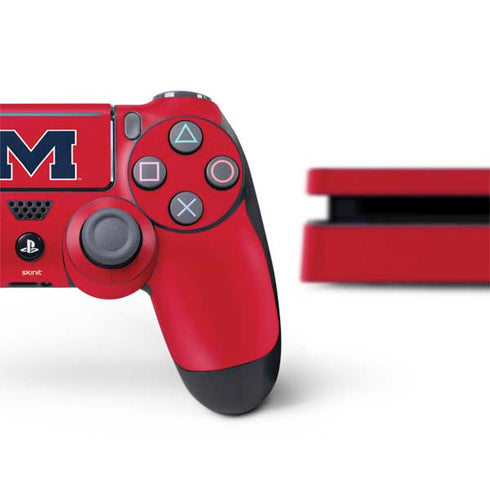 University of Mississippi Ole Miss Logo Red PS4 Slim Bundle Skin