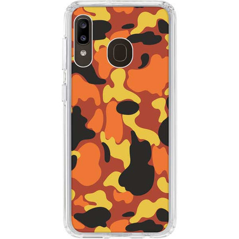 Orange Camo Galaxy A20 Clear Case