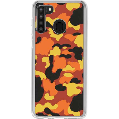 Orange Camo Galaxy A21 Clear Case