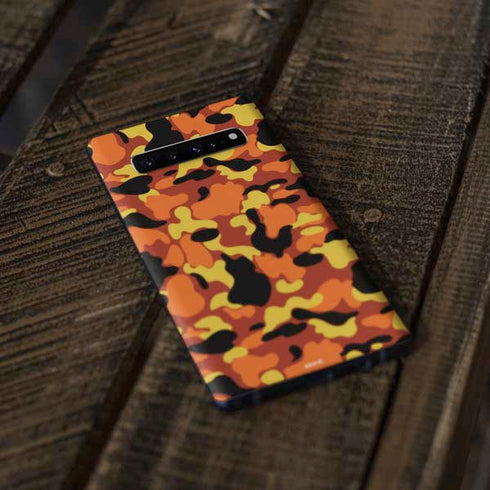 Orange Camo Galaxy S10 Plus Skin