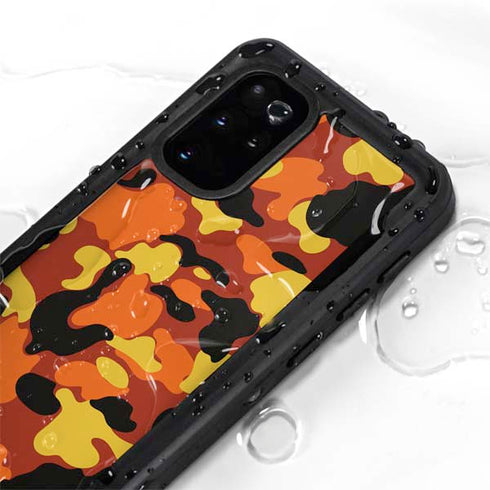 Orange Camo Galaxy S20 Plus Waterproof Case