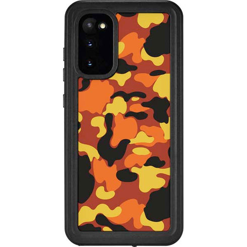 Orange Camo Galaxy S20 Waterproof Case