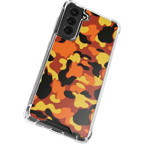 Orange Camo Galaxy S21 FE Clear Case