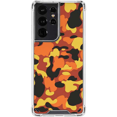 Orange Camo Galaxy S21 Ultra 5G Clear Case