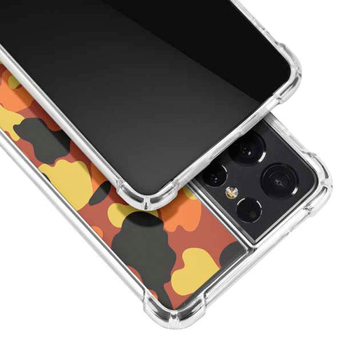 Orange Camo Galaxy S21 Ultra 5G Clear Case