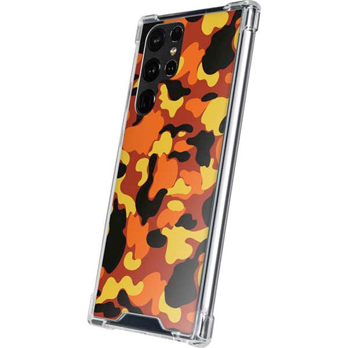 Orange Camo Galaxy S22 Ultra Clear Case