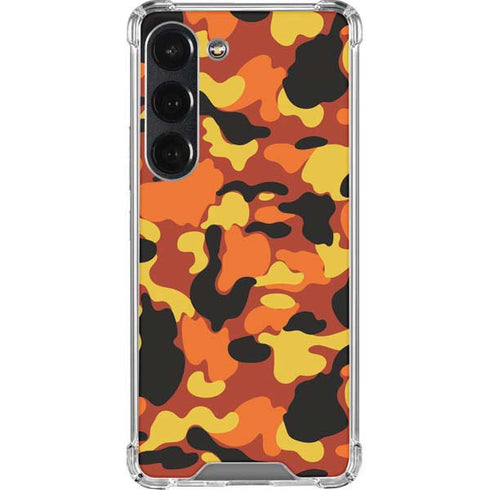 Orange Camo Galaxy S23 Clear Case