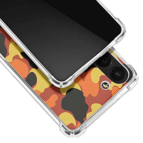 Orange Camo Galaxy S23 Clear Case