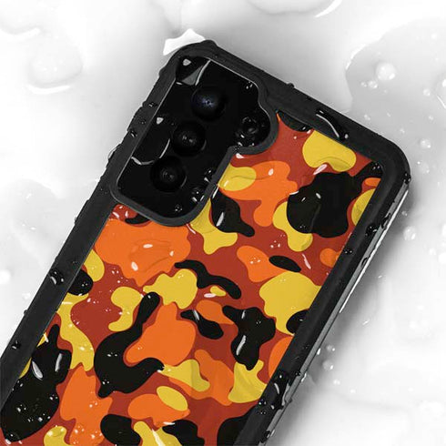 Orange Camo Galaxy S23 Plus Waterproof Case