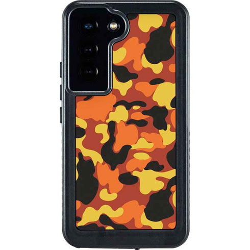 Orange Camo Galaxy S23 Waterproof Case