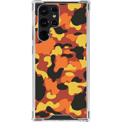 Orange Camo Galaxy S24 Ultra Clear Case