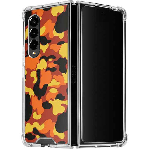 Orange Camo Galaxy Z Fold4 5G Clear Case