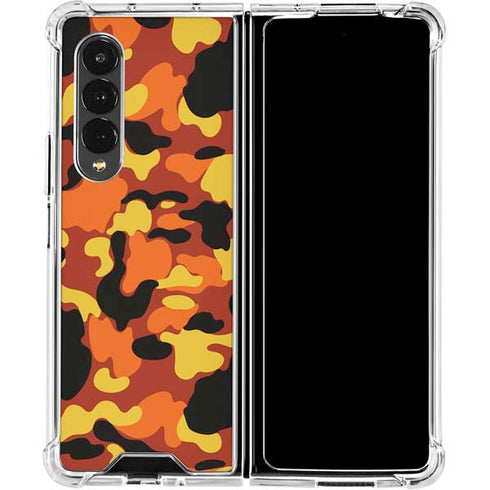 Orange Camo Galaxy Z Fold4 5G Clear Case
