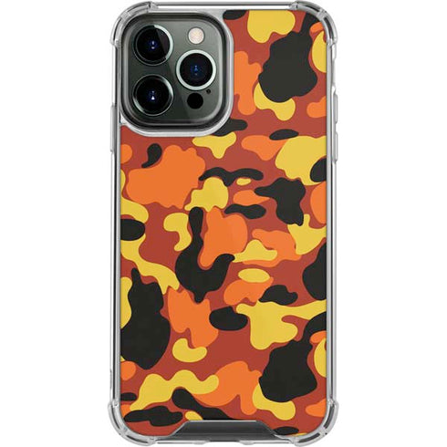 Orange Camo iPhone 13 Pro Max Clear Case