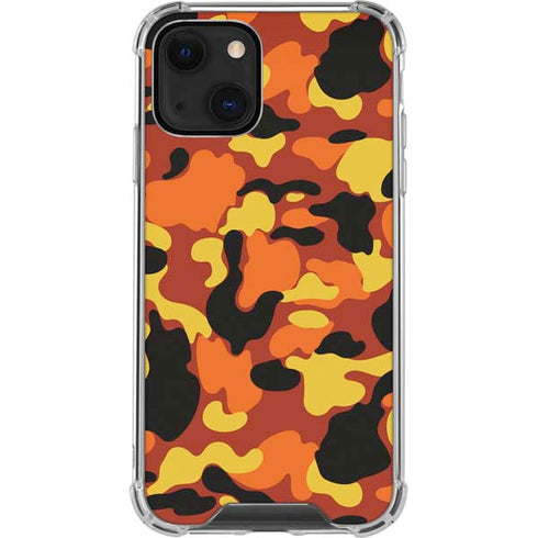 Orange Camo iPhone 14 Clear Case