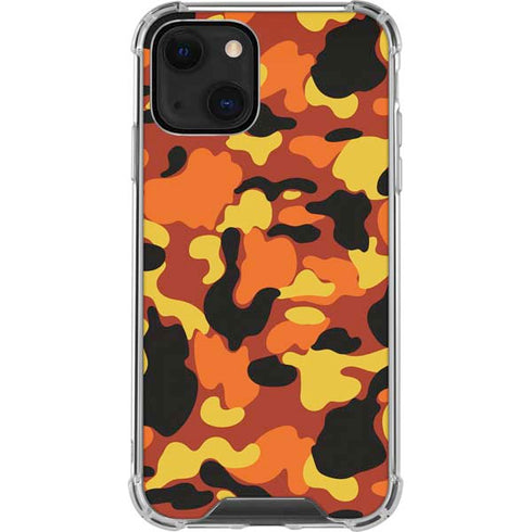 Orange Camo iPhone 14 Plus Clear Case