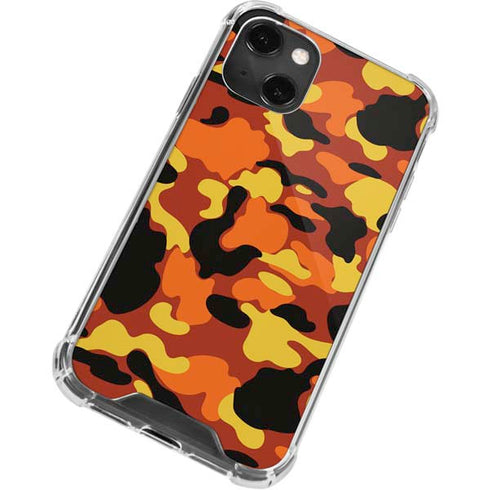 Orange Camo iPhone 14 Plus Clear Case