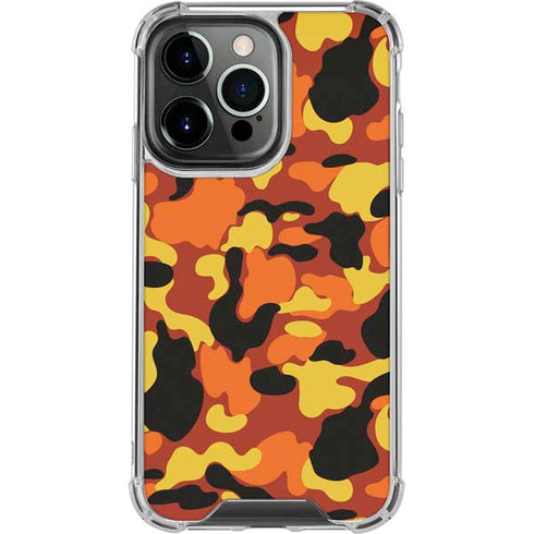 Orange Camo iPhone 14 Pro Clear Case