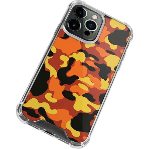 Orange Camo iPhone 14 Pro Clear Case