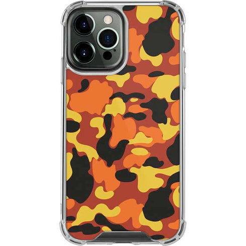 Orange Camo iPhone 15 Pro Max Clear Case