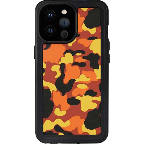 Orange Camo iPhone 14 Pro Max Waterproof Case