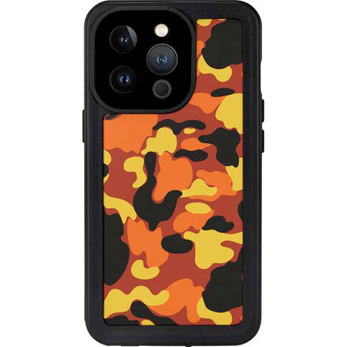 Orange Camo iPhone 14 Pro Waterproof Case