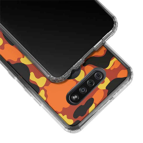 Orange Camo LG K51/Q51 Clear Case