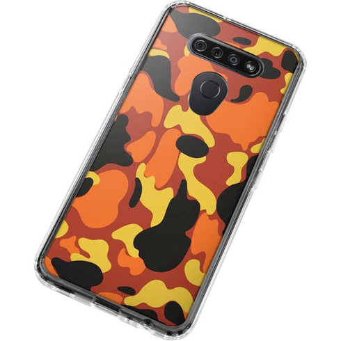 Orange Camo LG K51/Q51 Clear Case