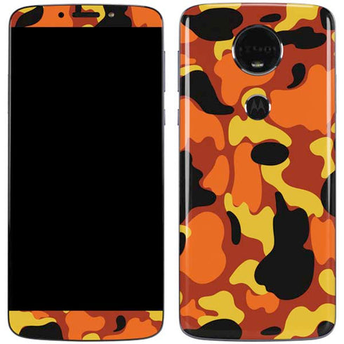 Orange Camo Moto E5 Plus Skin