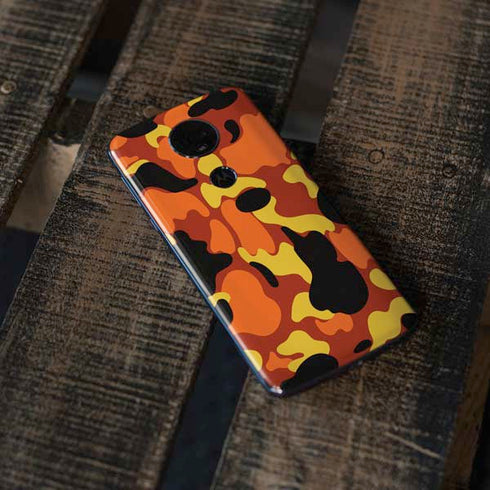 Orange Camo Moto E5 Plus Skin