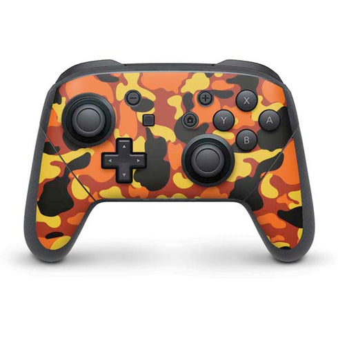 Orange Camo Nintendo Switch Pro Controller Skin
