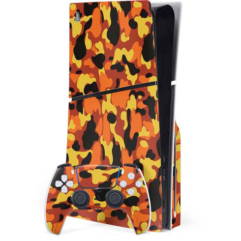 Orange Camo PS5 Slim Disk Bundle Skin