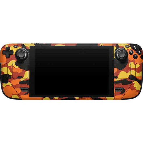 Orange Camo Steam Deck Handheld Gaming Computer Skin