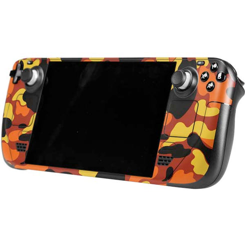 Orange Camo Steam Deck Handheld Gaming Computer Skin