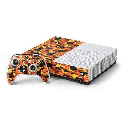 Orange Camo Xbox One S Console and Controller Bundle Skin