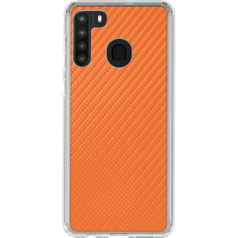 Orange Carbon Fiber Specialty Material Galaxy A21 Clear Case