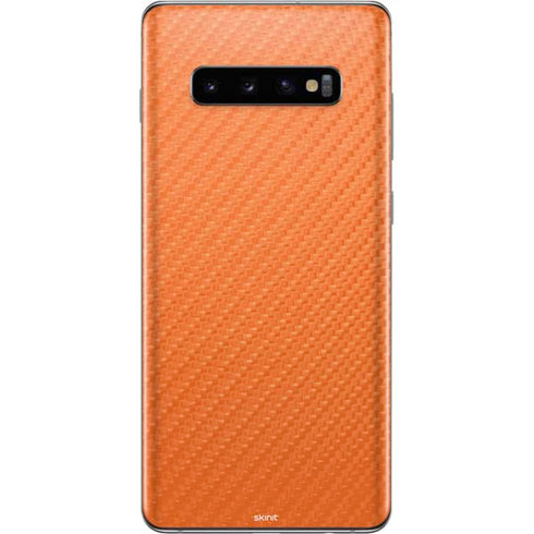 Orange Carbon Fiber Specialty Material Galaxy S10 Plus Skin