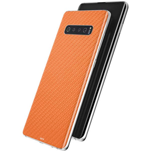 Orange Carbon Fiber Specialty Material Galaxy S10 Plus Skin